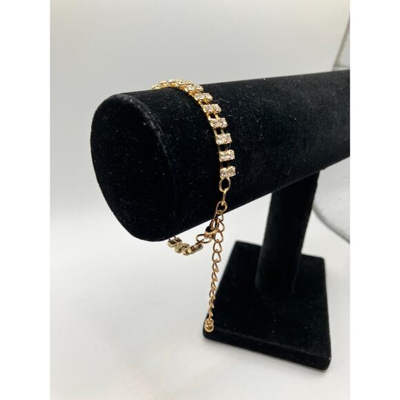 Art Deco Faux Pearl Rhinestone Tennis 9" Bracelet Vintage! - Picture 6 of 7